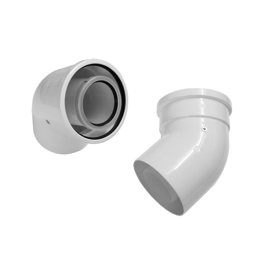 New Worcester Bosch 45° Degree Boiler Flue Bend 60mm/100mm 2 Pack 7716191085
