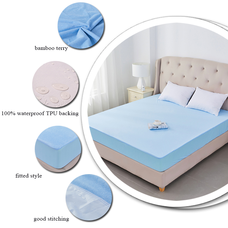 Bamboo Terry 100% Waterproof Mattress Protector Fitted Style