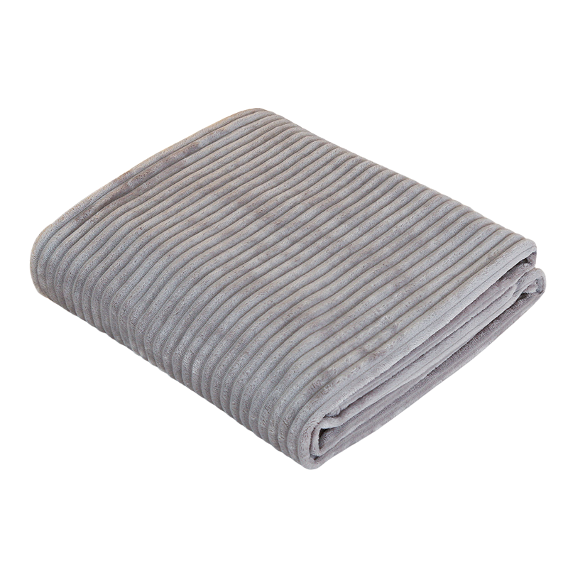 1.5cm Striped Flannel Blanket 220gsm Single Layer Lightweight Cozy Fleece Blanket