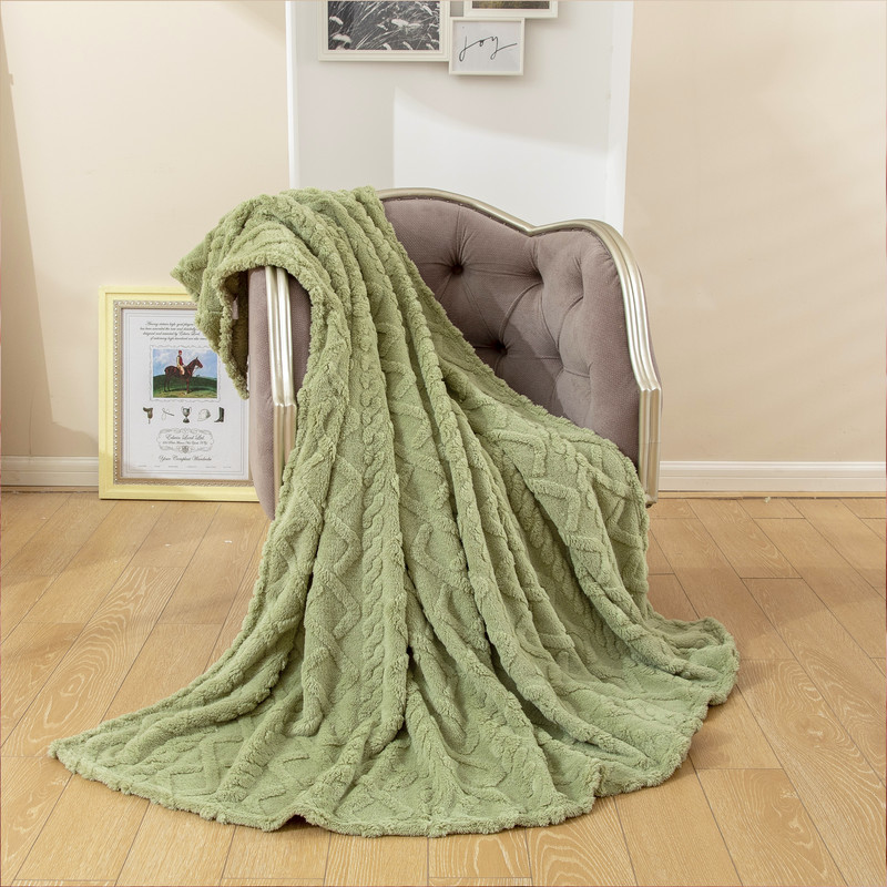 3D Jacquard Shaggy Sherpa Fleece Blanket 300gsm Single Layer Lightweight Cozy Fleece Blanket