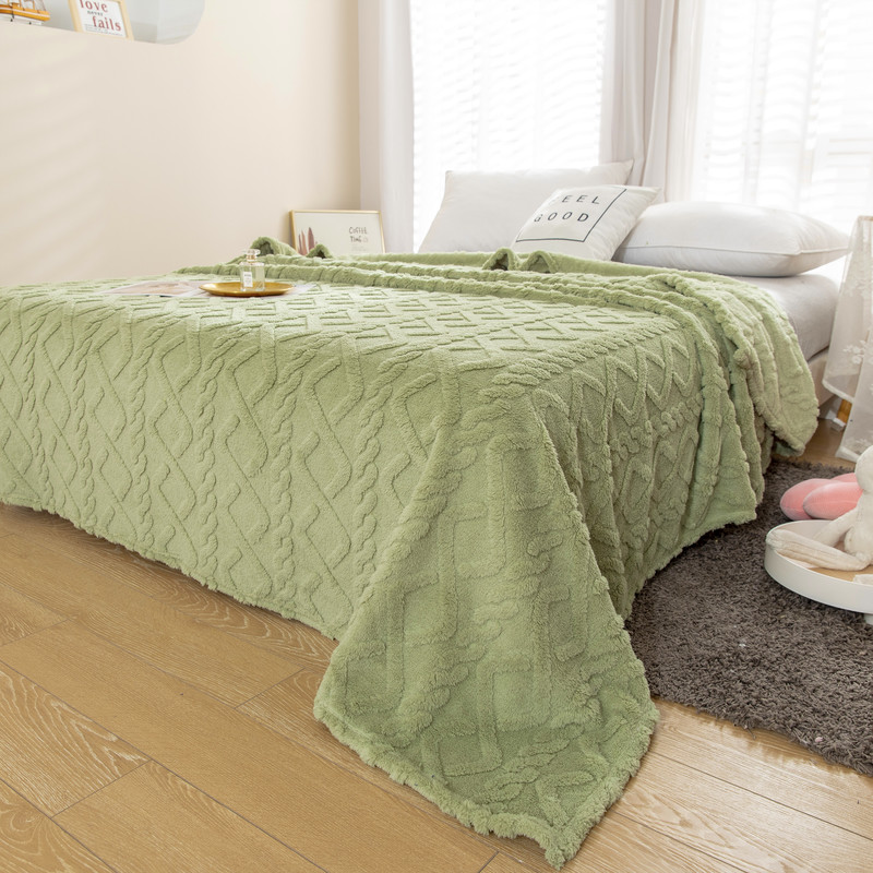 3D Jacquard Shaggy Sherpa Fleece Blanket 300gsm Single Layer Lightweight Cozy Fleece Blanket