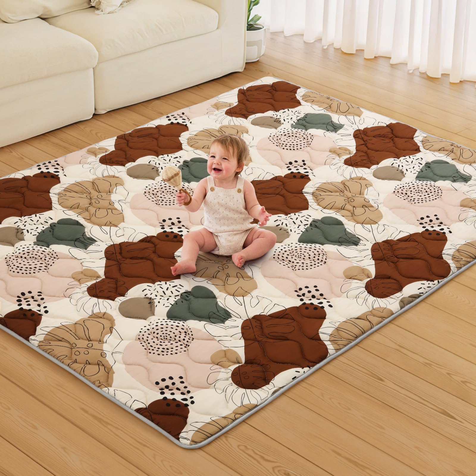 Premium Soft Thicker Quilted Cushioned Premuim Foam Baby Play Mat Foldable Washable Nonslip Toddler Sponge Mat for Floor