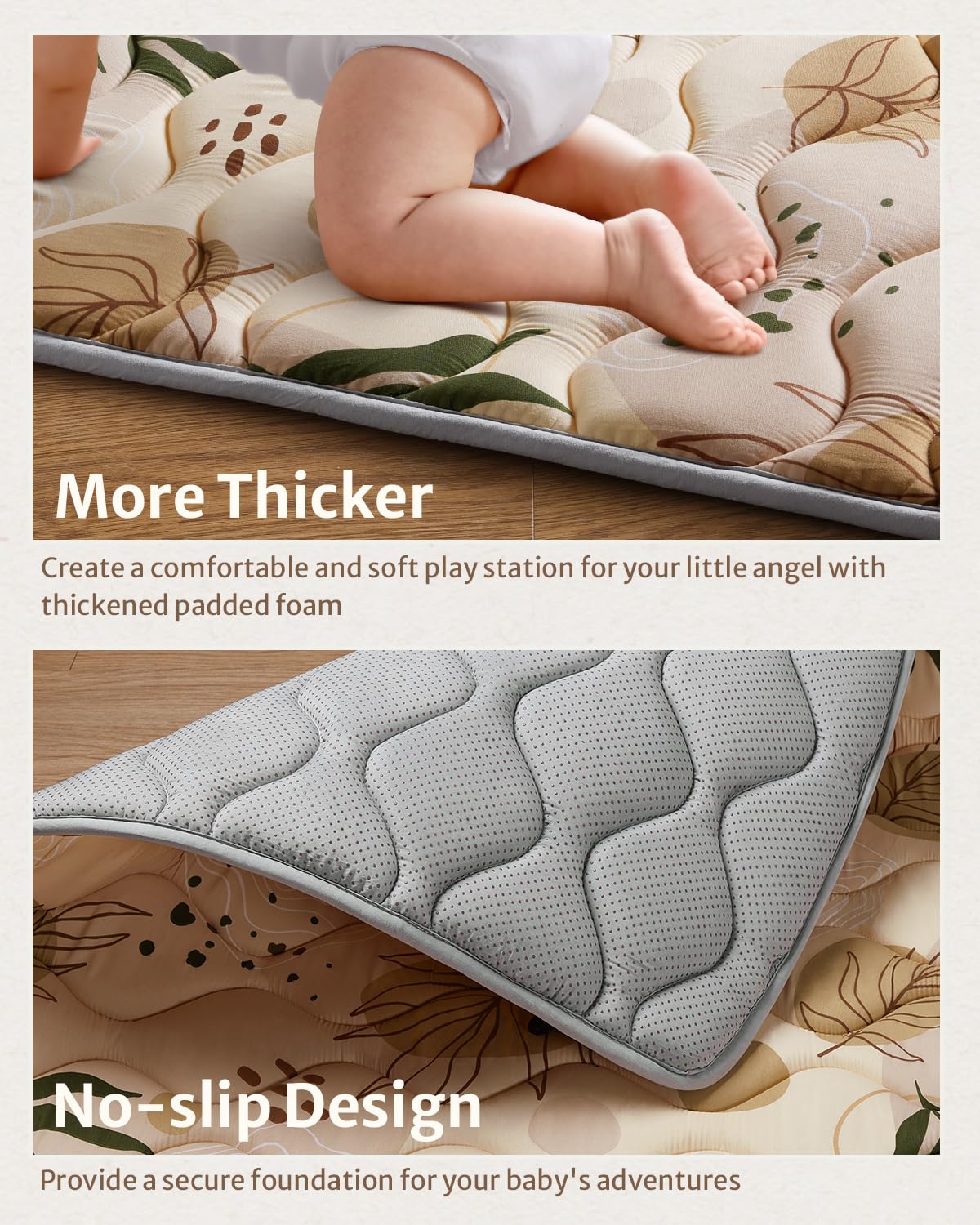 Premium Soft Thicker Quilted Cushioned Premuim Foam Baby Play Mat Foldable Washable Nonslip Toddler Sponge Mat for Floor