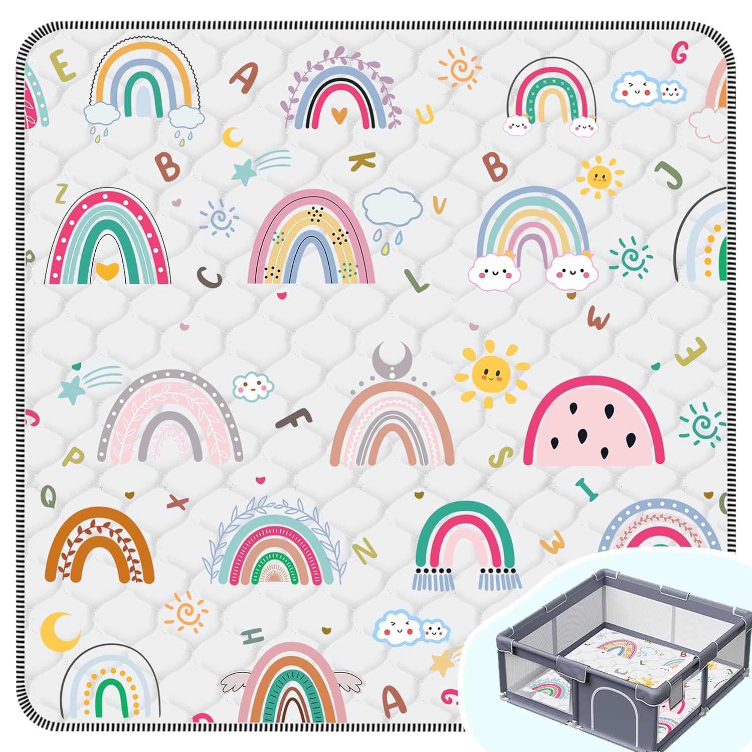 Soft Thicker Quilted Cushioned Poly fiber foam Baby Play Mat Foldable Washable Nonslip Toddler Sponge Mat