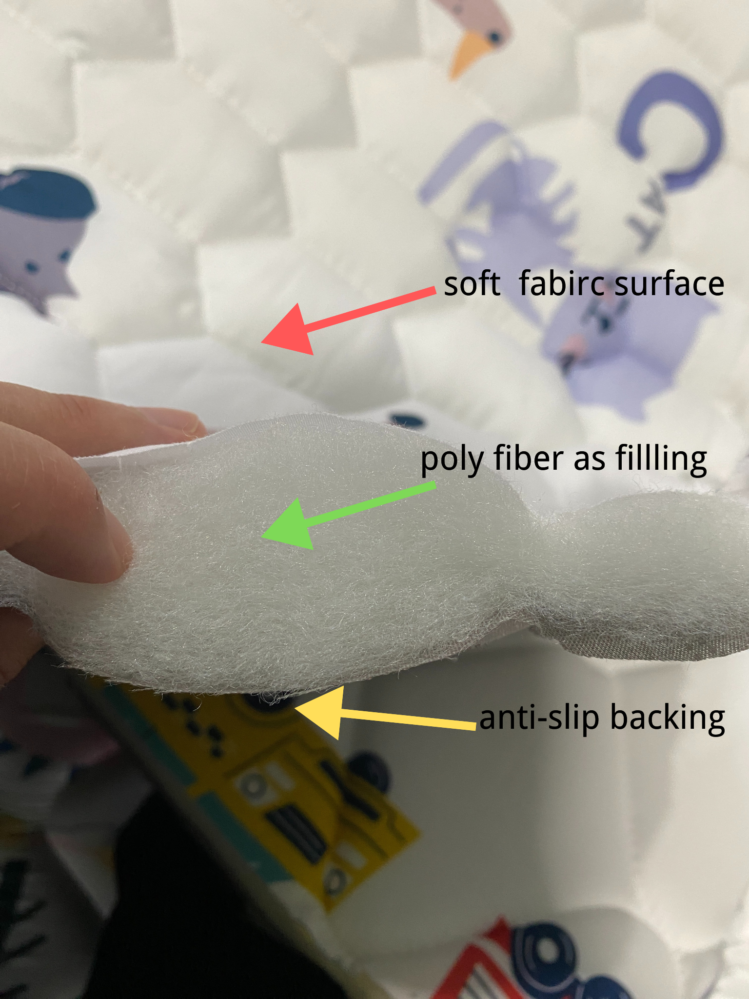 540gsm Portable Quilted Cushioned Baby Play Mat Foldable Washable Nonslip Crawling Playen Mat for Floor 