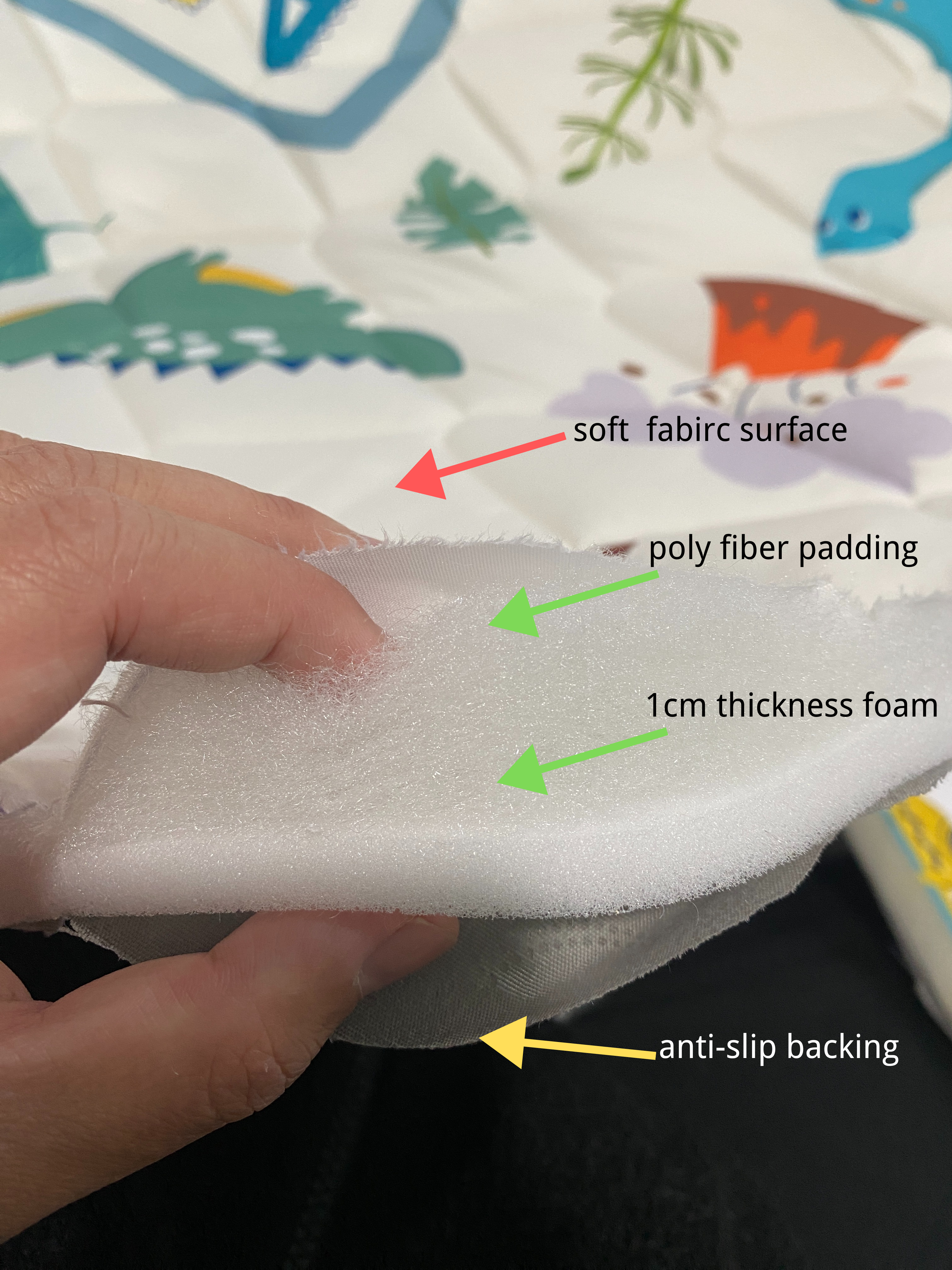 Soft Thicker Quilted Cushioned Poly fiber foam Baby Play Mat Foldable Washable Nonslip Toddler Sponge Mat