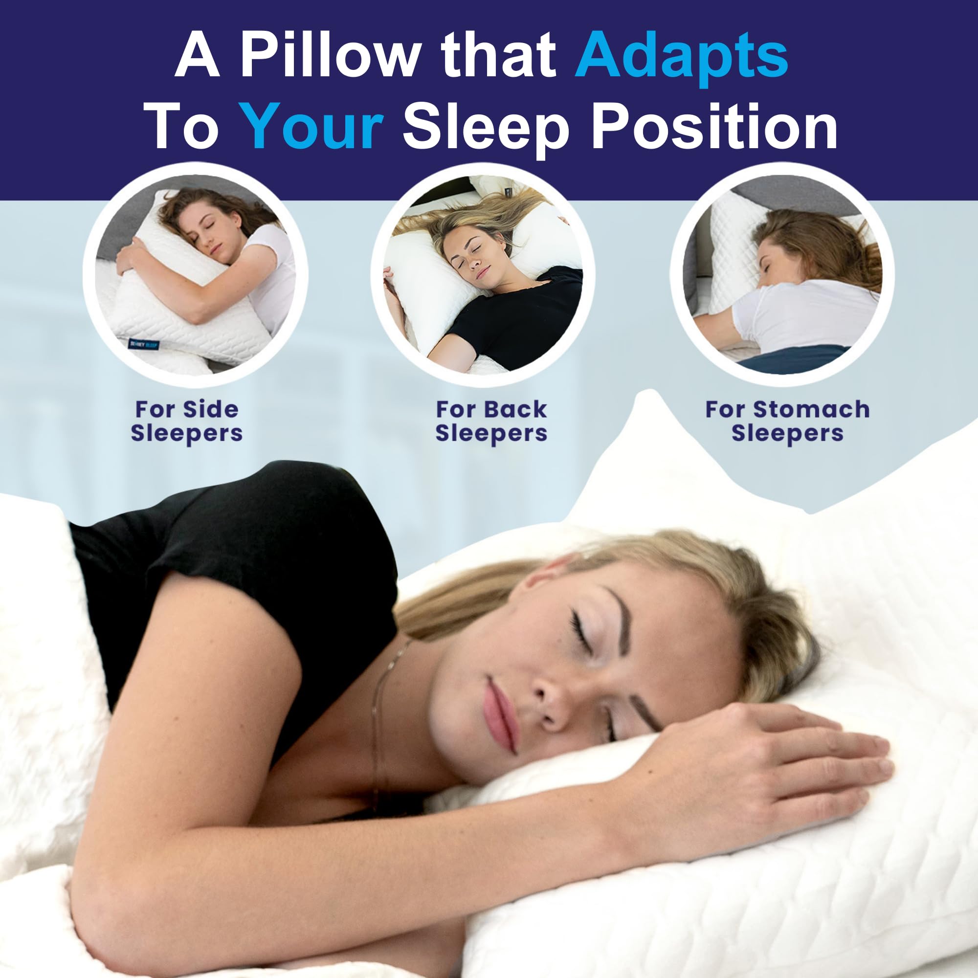 Adjustable Shredded Memory Foam Curved Pillow with Removable Washable Bamboo Cover