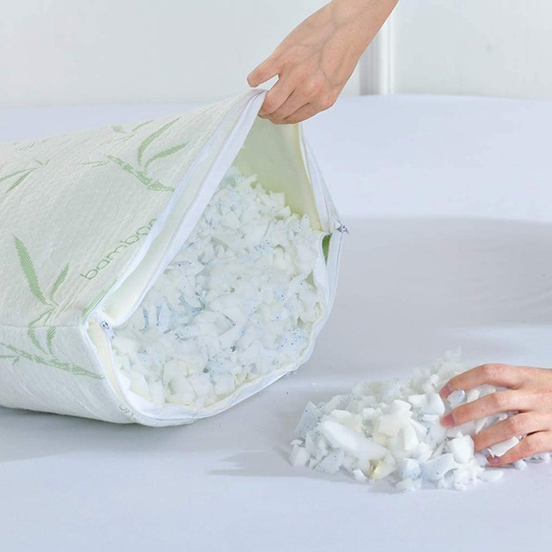 Shredded Memory Foam Pillow with Removable Washable Bamboo Cover 