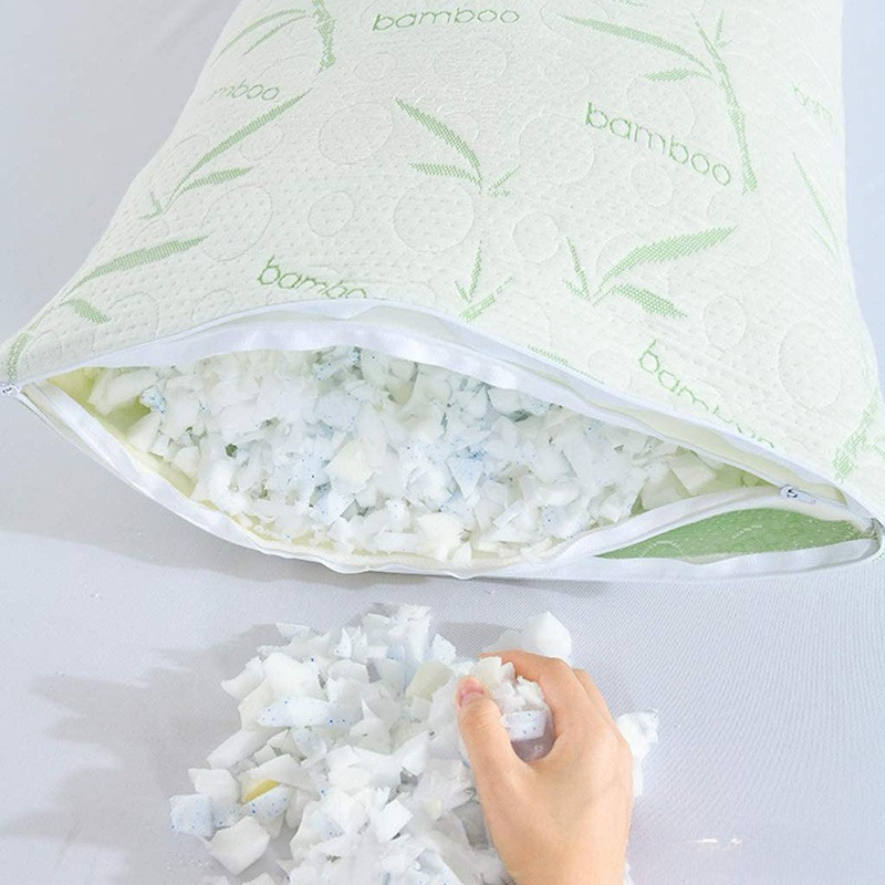 Shredded Memory Foam Pillow with Removable Washable Bamboo Cover 