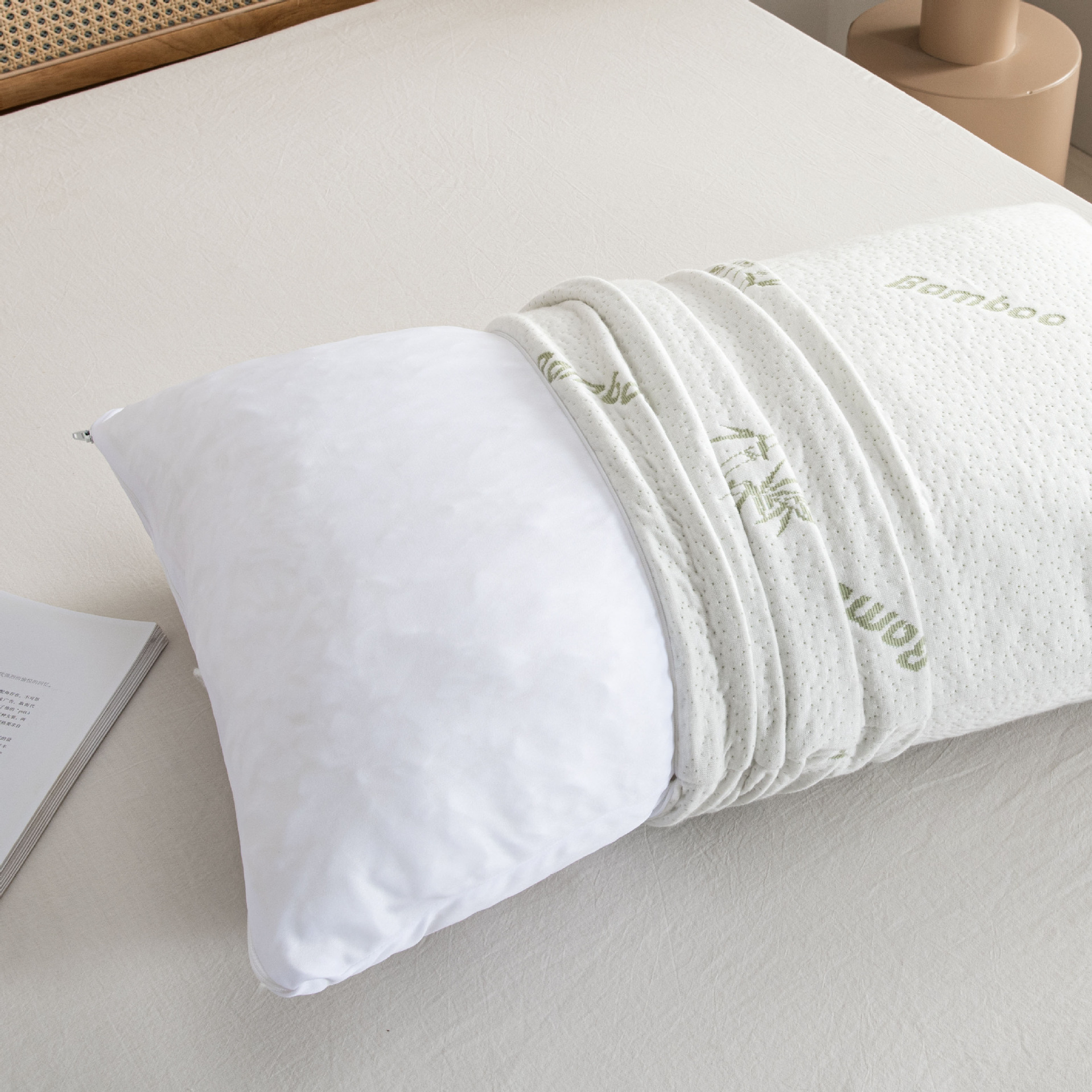 Shredded Memory Foam Pillow with Removable Washable Bamboo Cover 
