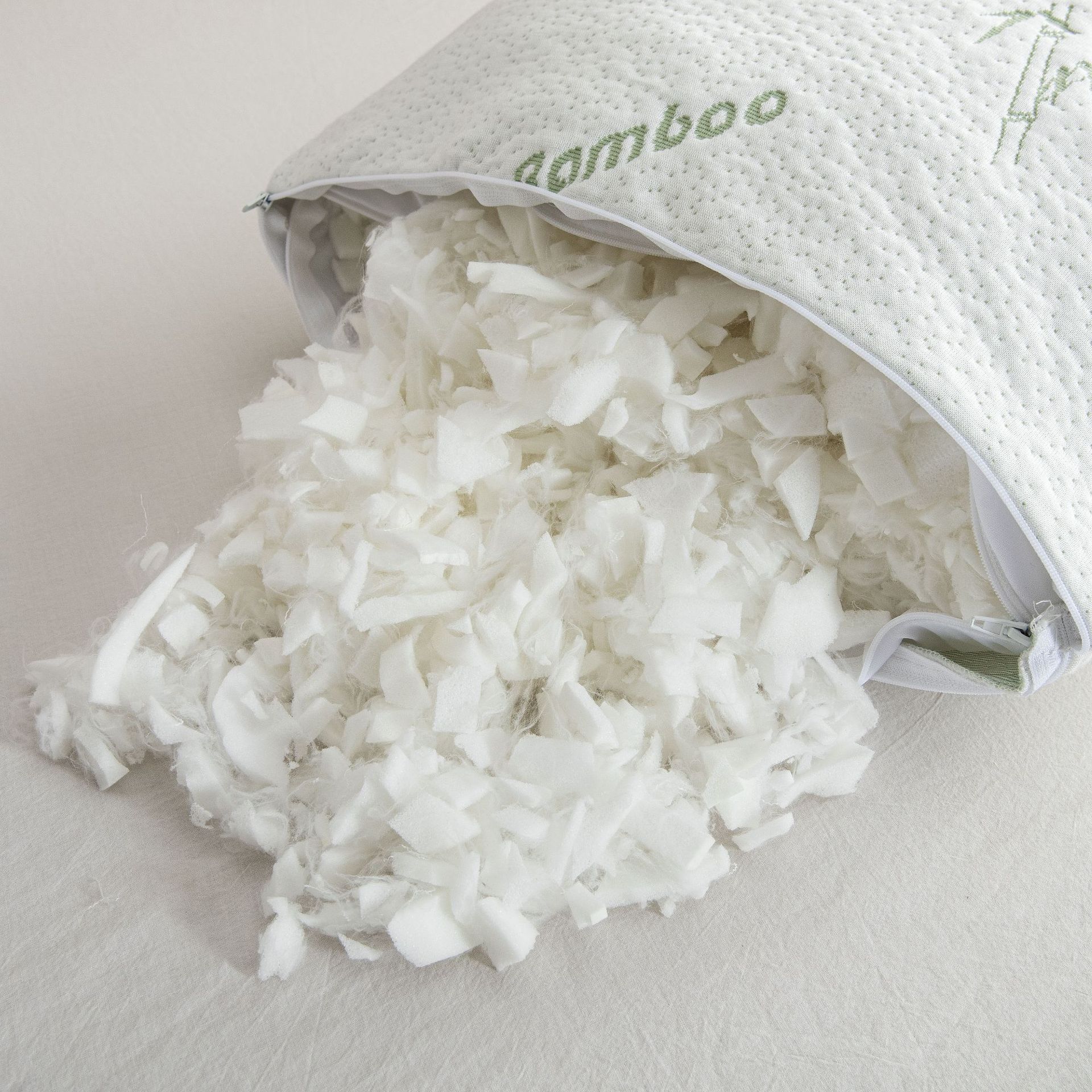Shredded Memory Foam Pillow with Removable Washable Bamboo Cover 