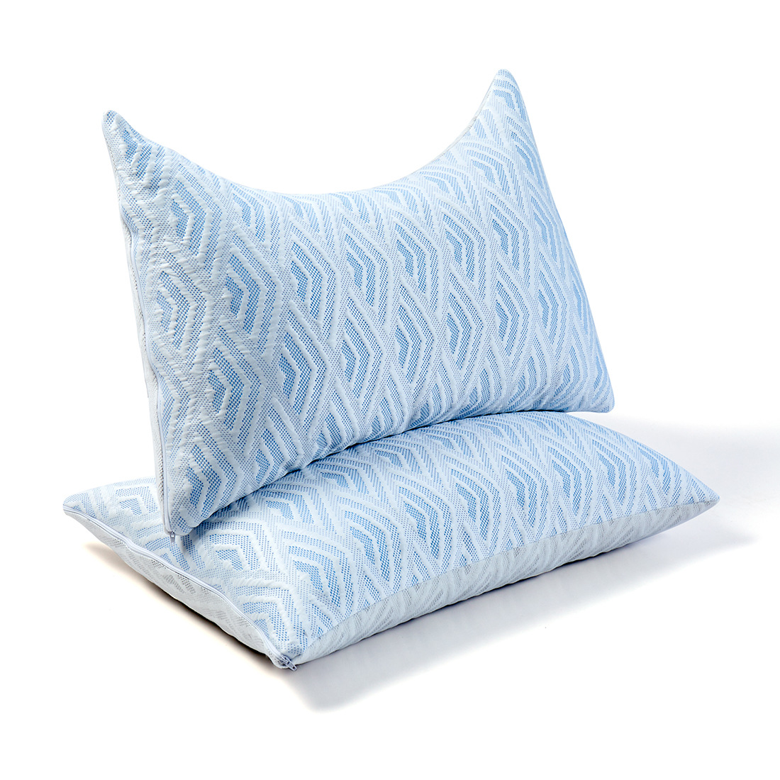 Adjustable Shredded Memory Foam Curved Pillow with Removable Washable Cooling Cover