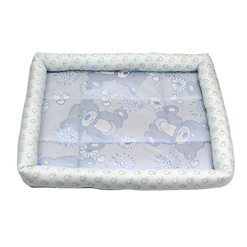Summer Ice Silk Cooling Pet Mat Quilted Printed Dog Mat with High-Density Foam & Bolsters