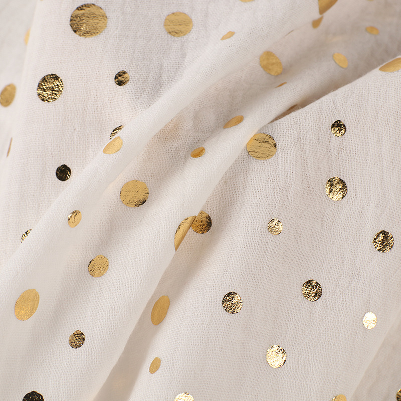 Gold Sampling Two Layers Cotton Wrinkle Gauze Fabric 
