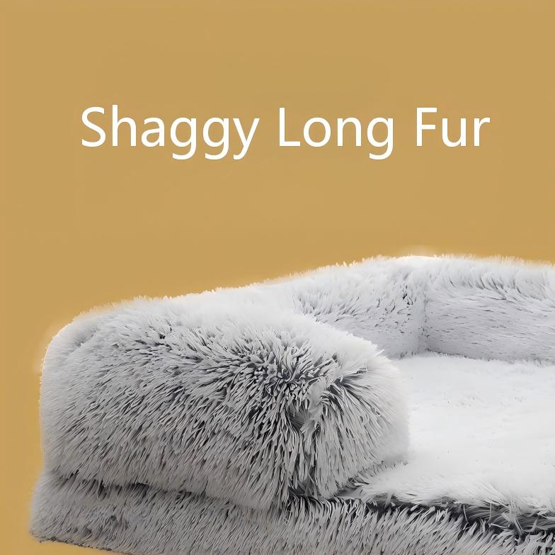 Premium Shag Long Fur Orthopedic Dog Beds - Waterproof Liner & Washable Cover