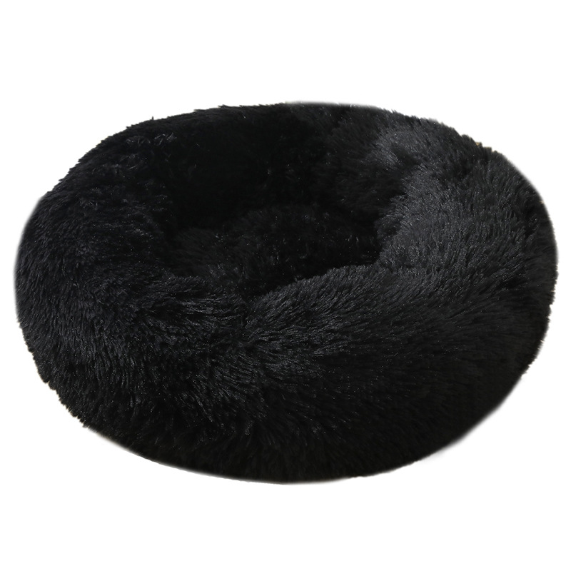 Solid Shaggy Faux Fur Calming Donut Dog Beds with Antislip Removable Cover