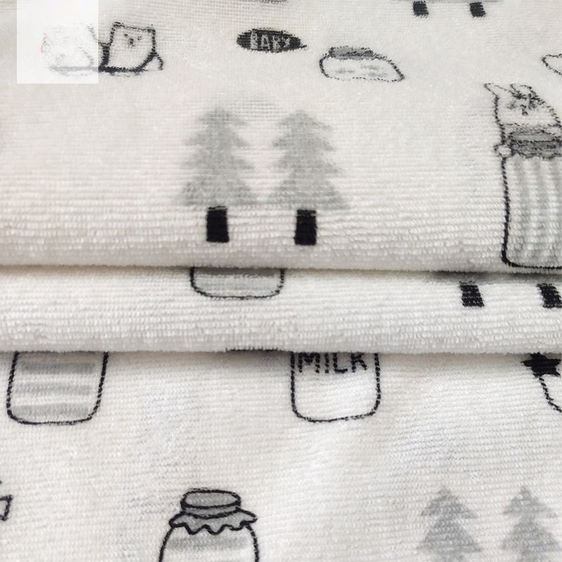 Printed loop terry fabric laminated TPU film
