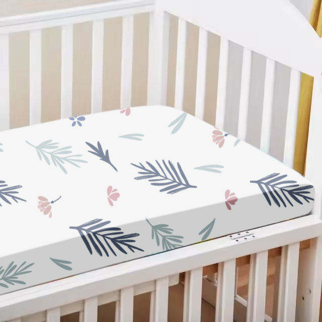 Eco-Friendly Printed 100% Cotton Knit Waterproof Baby Bed Sheet
