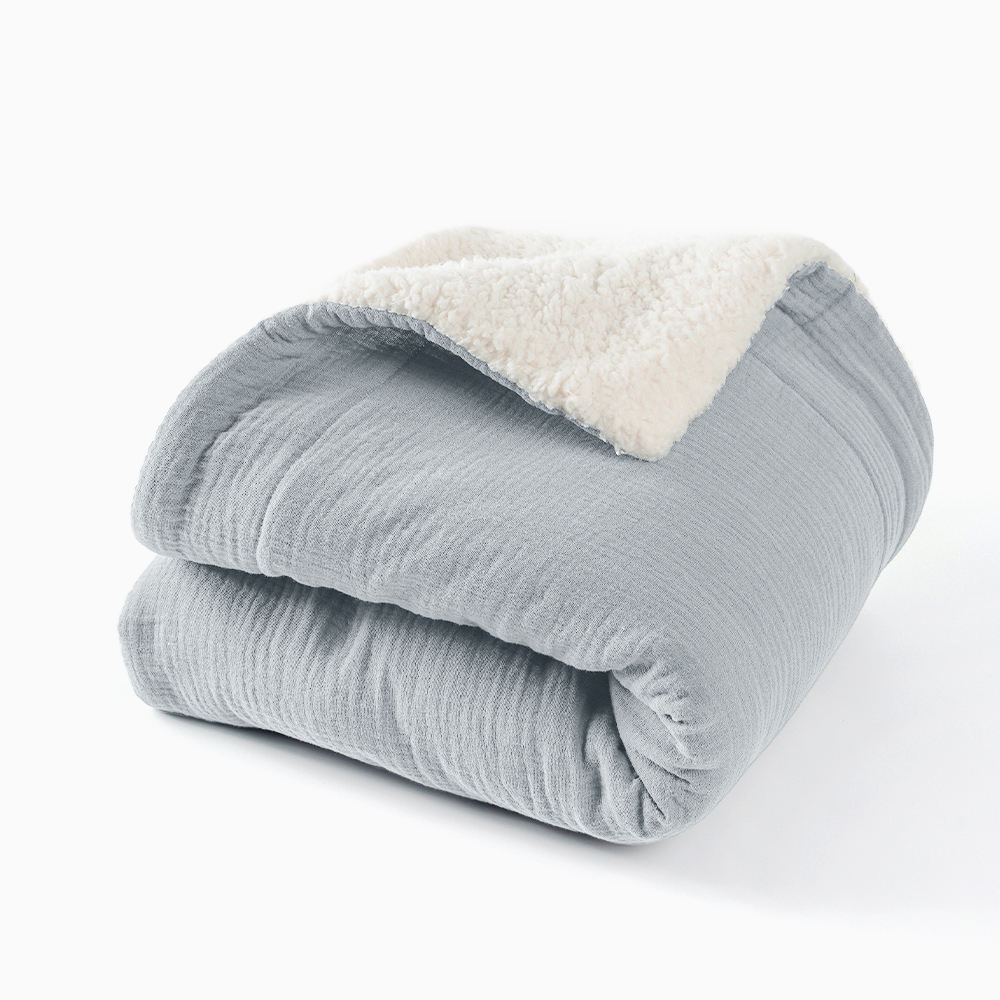 OEM Manufacturer Thick Warm Organic Cotton Crinkle Sherpa Baby Comforter