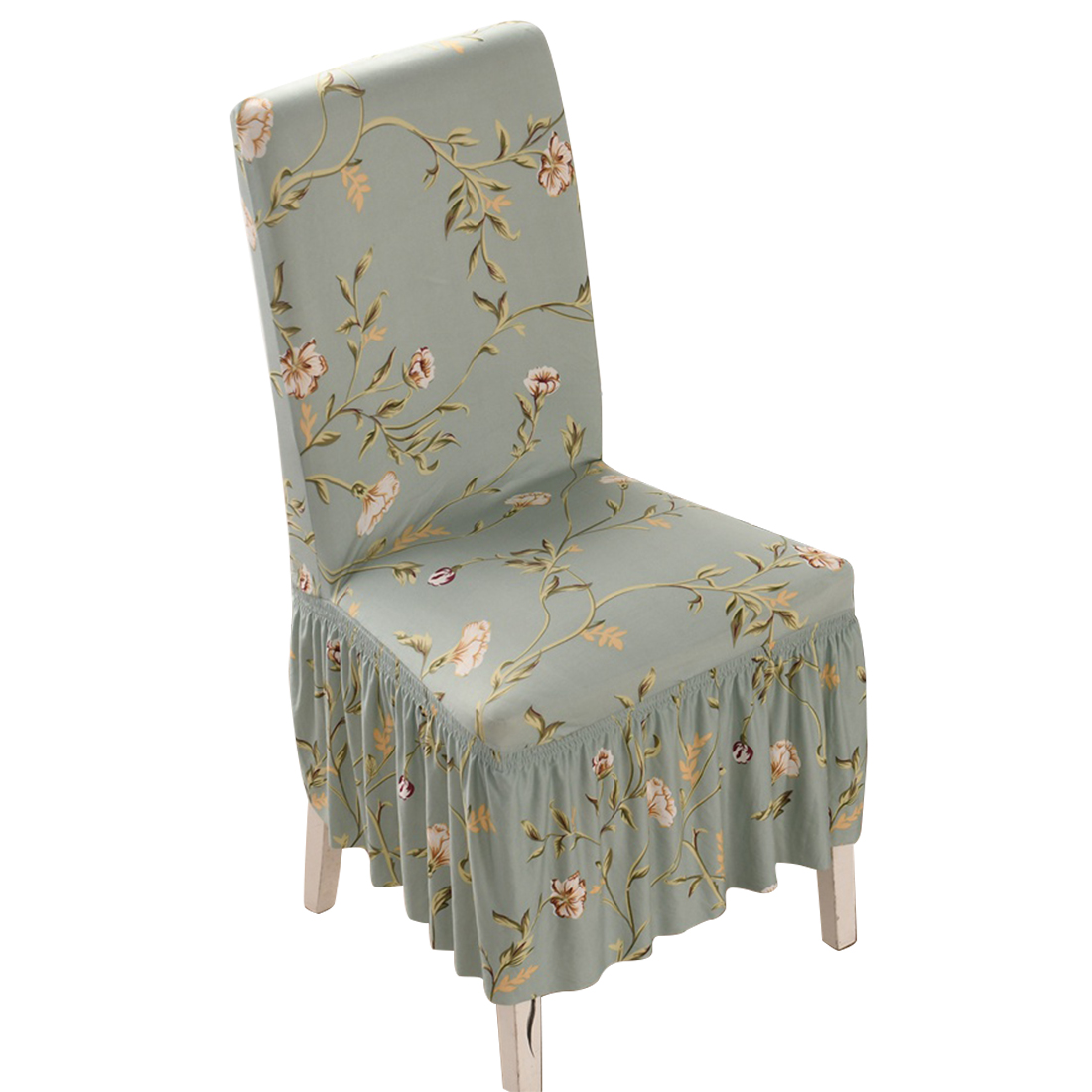 Printed Milk Silk Spandex Universal Stretch Banquet wedding chair cover with Skirt