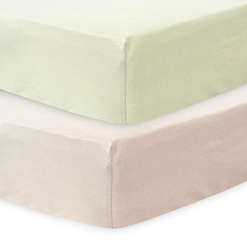 Noiseless Solid Cotton Knit Crib Sheet with Waterproof TPU Backing