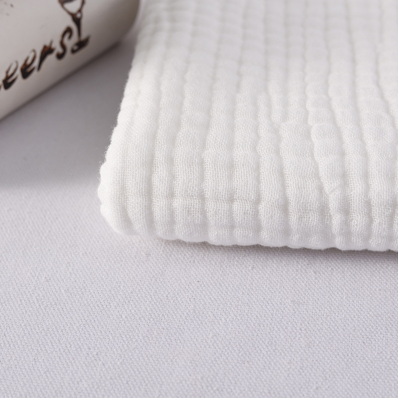 White Six Layers Cotton Wrinkle Gauze Fabric 