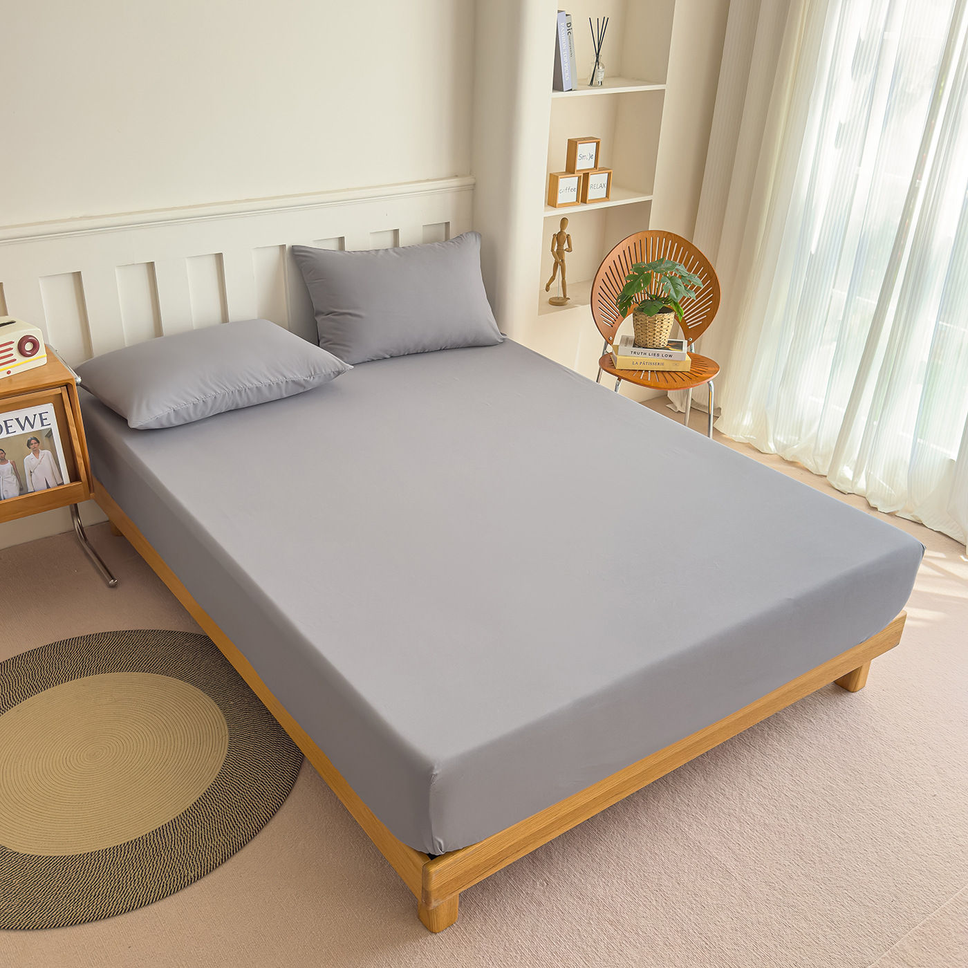 FizoHome Solid Brushed Microfiber Fitted Sheet Soft Fitted Bottom Sheet