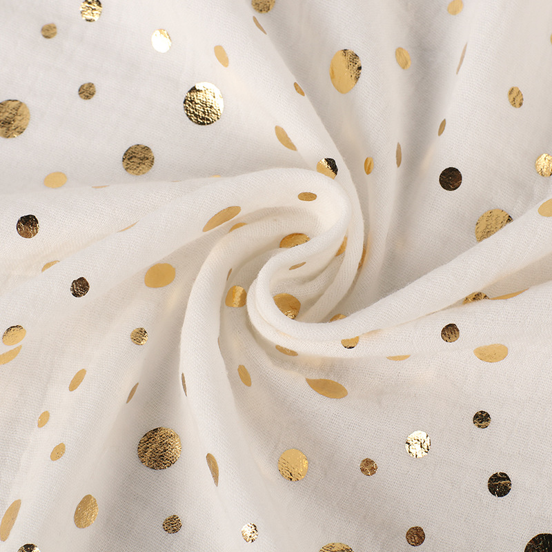 Gold Sampling Two Layers Cotton Wrinkle Gauze Fabric 