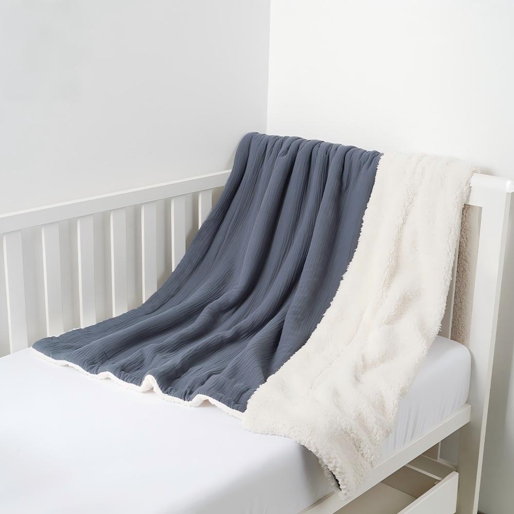 Premium Custom Logo Organic Cotton Crinkle Thick Warm Swaddle Blanket