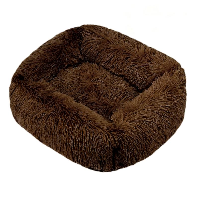 Wholesale Soft Long Shag Faux Fur Pet Bed - Calming Rectangular Design with Non-Slip Base