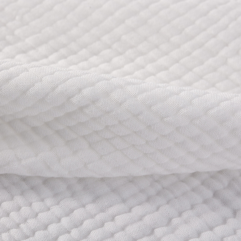 White Six Layers Cotton Wrinkle Gauze Fabric 