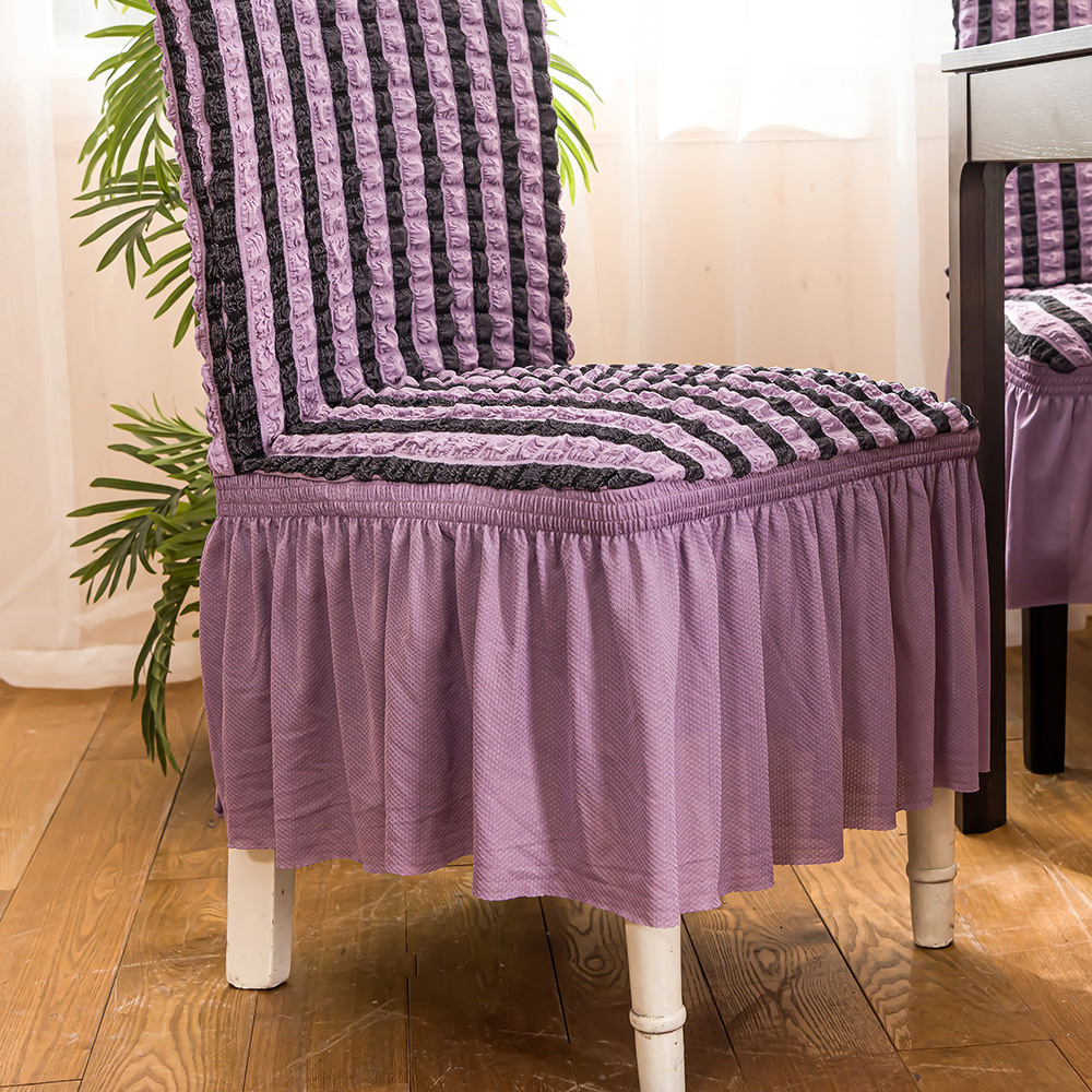 Spandex Knitted Bubble Skirted Stretch Dining Chair Cover 