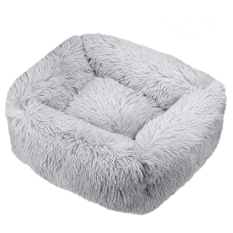 Wholesale Soft Long Shag Faux Fur Pet Bed - Calming Rectangular Design with Non-Slip Base
