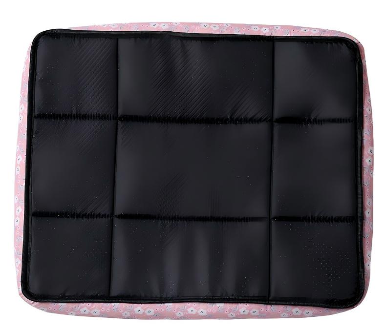 Summer Ice Silk Cooling Pet Mat Quilted Printed Dog Mat with High-Density Foam & Bolsters