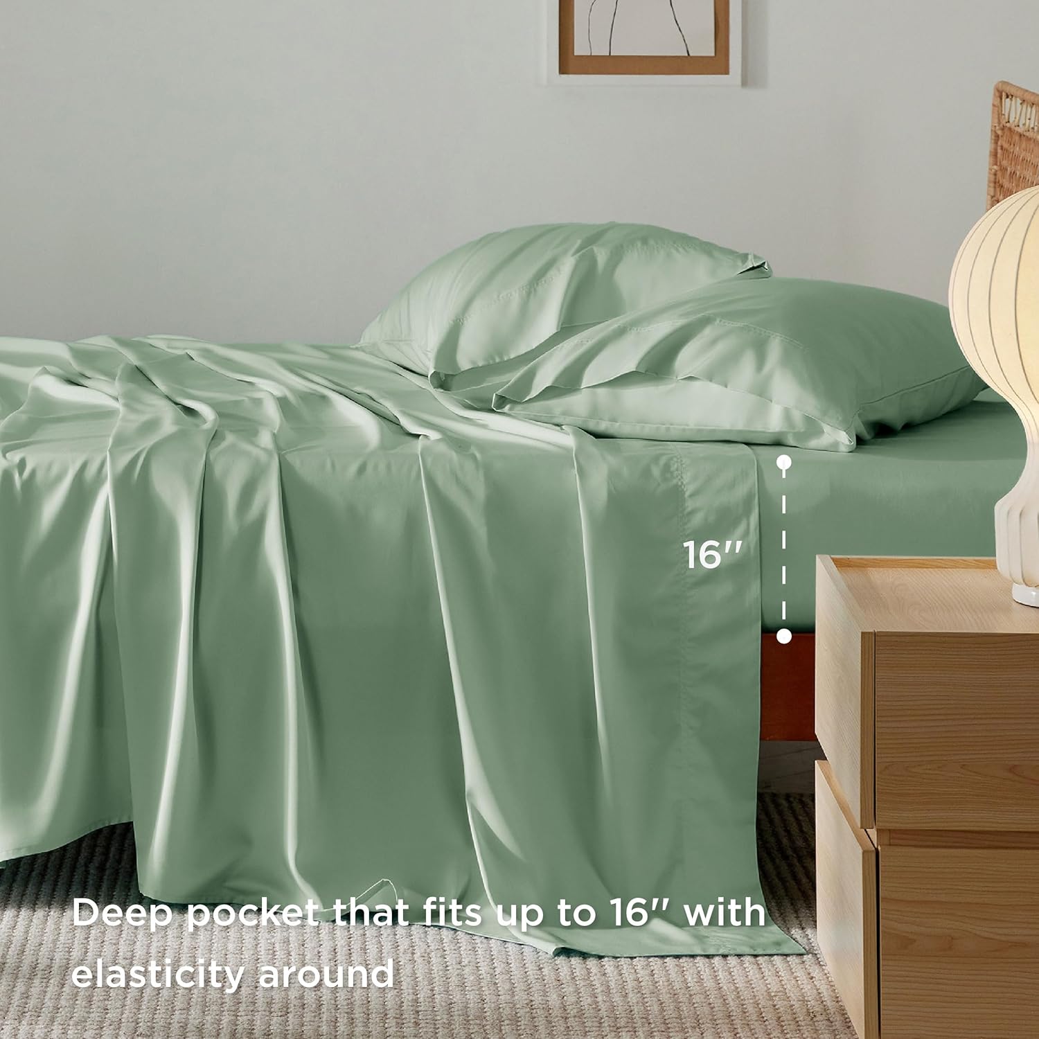 FizoHome 100% Bamboo Viscose 4 pieces Deep Pocket Cooling Bed Sheet Set