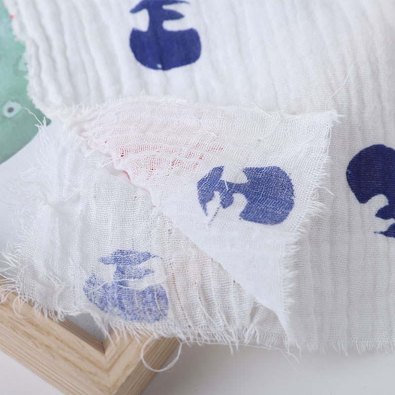 Printed Two Layers Cotton Wrinkle Gauze Fabric 