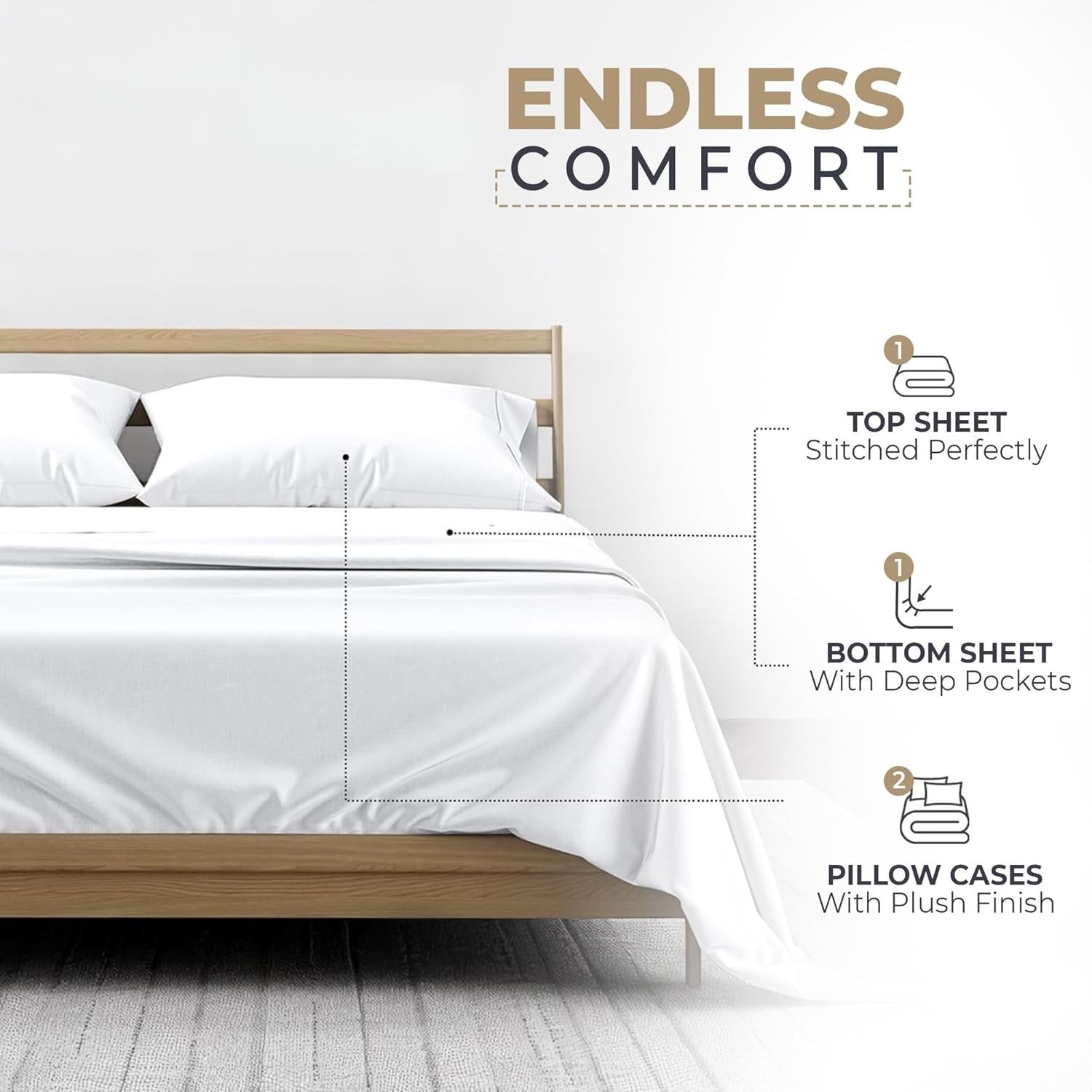 FizoHome 100% tencel eucalyptus 4 pieces Deep Pocket Soft Bed Sheet Set