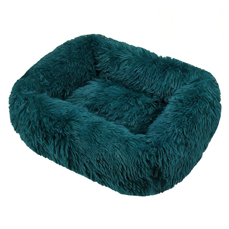 Wholesale Soft Long Shag Faux Fur Pet Bed - Calming Rectangular Design with Non-Slip Base