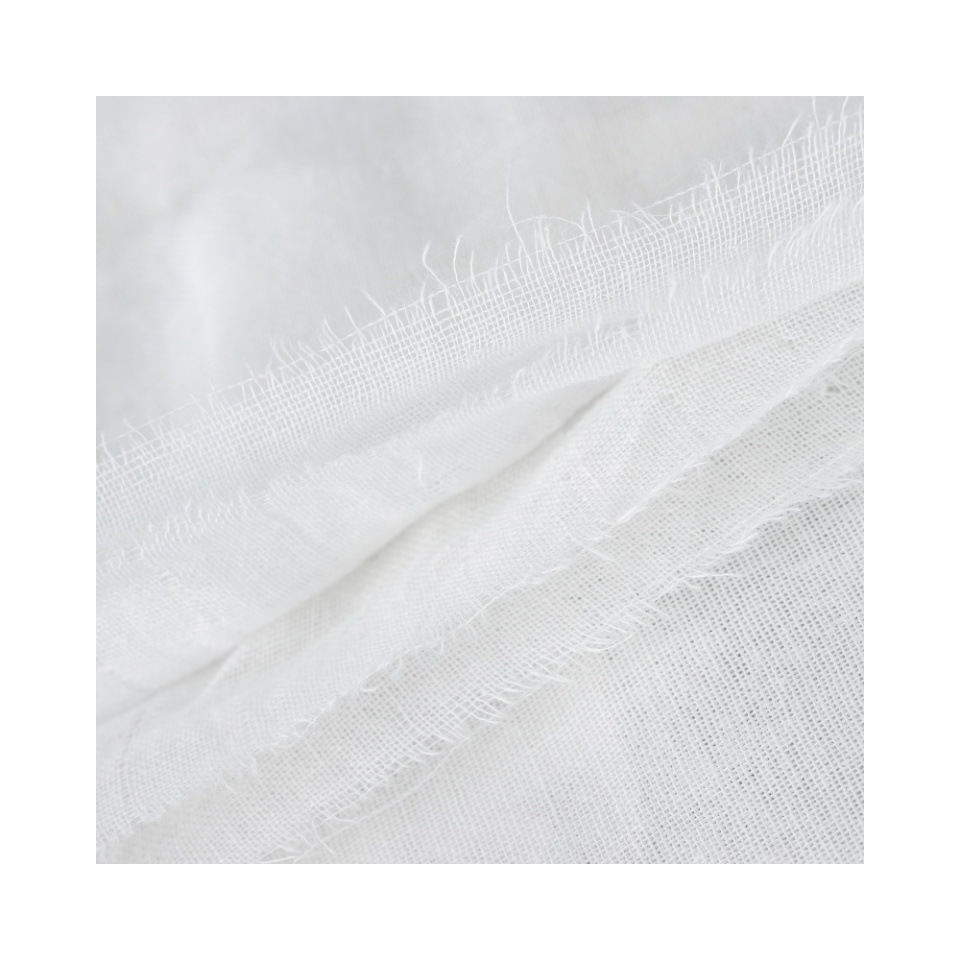 White Four Layers Cotton Muslin Fabric 