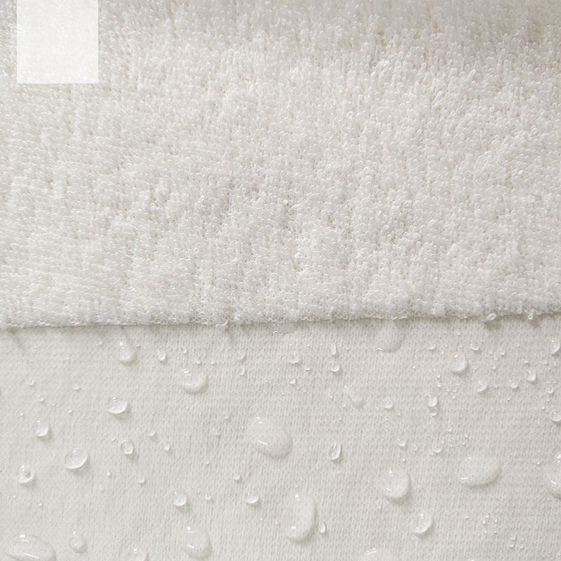  Solid 80%Cotton 20%polyester long loop terry fabric laminated TPU film