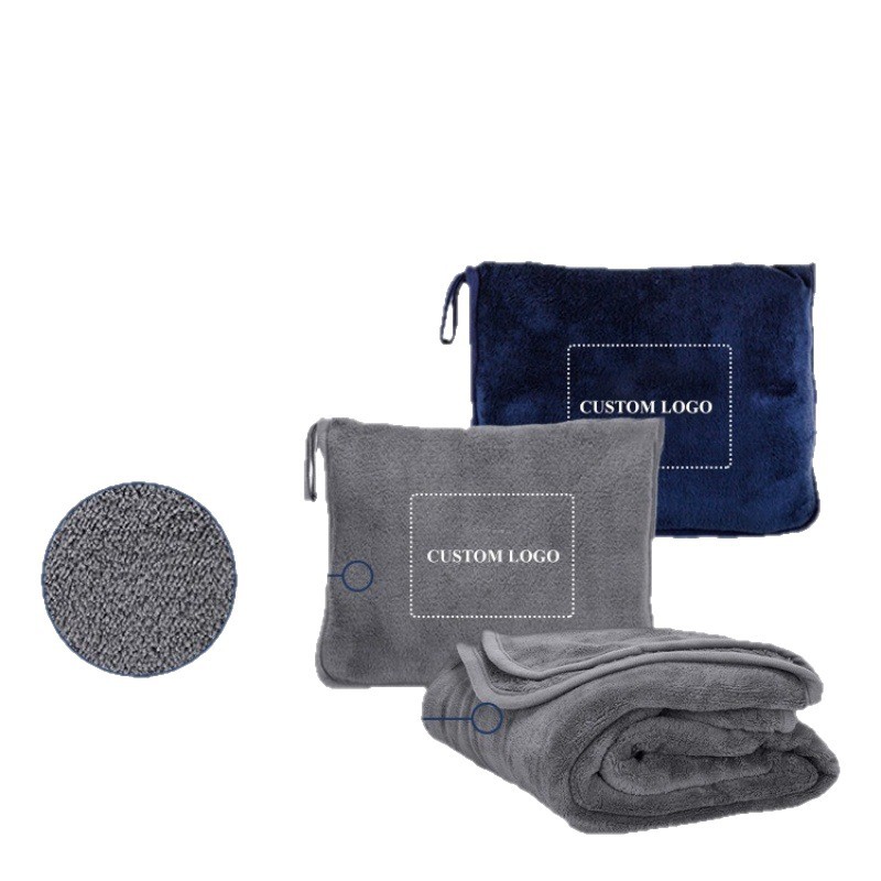 Travel Blanket Airplane Compact with Storage Bag Packable Blanket 2 in 1 Blanket Pillow