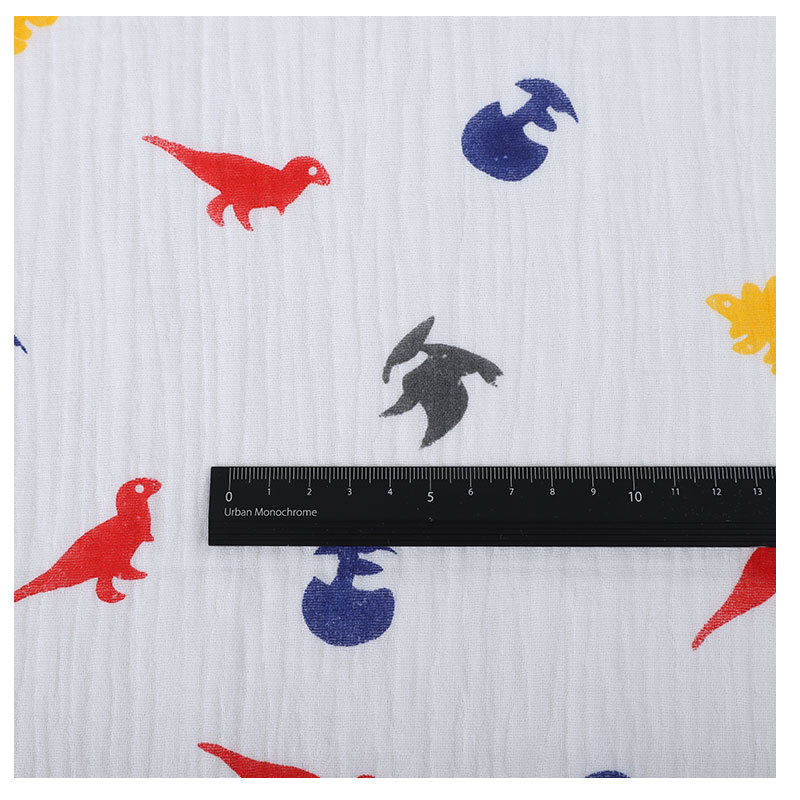 Printed Two Layers Cotton Wrinkle Gauze Fabric 