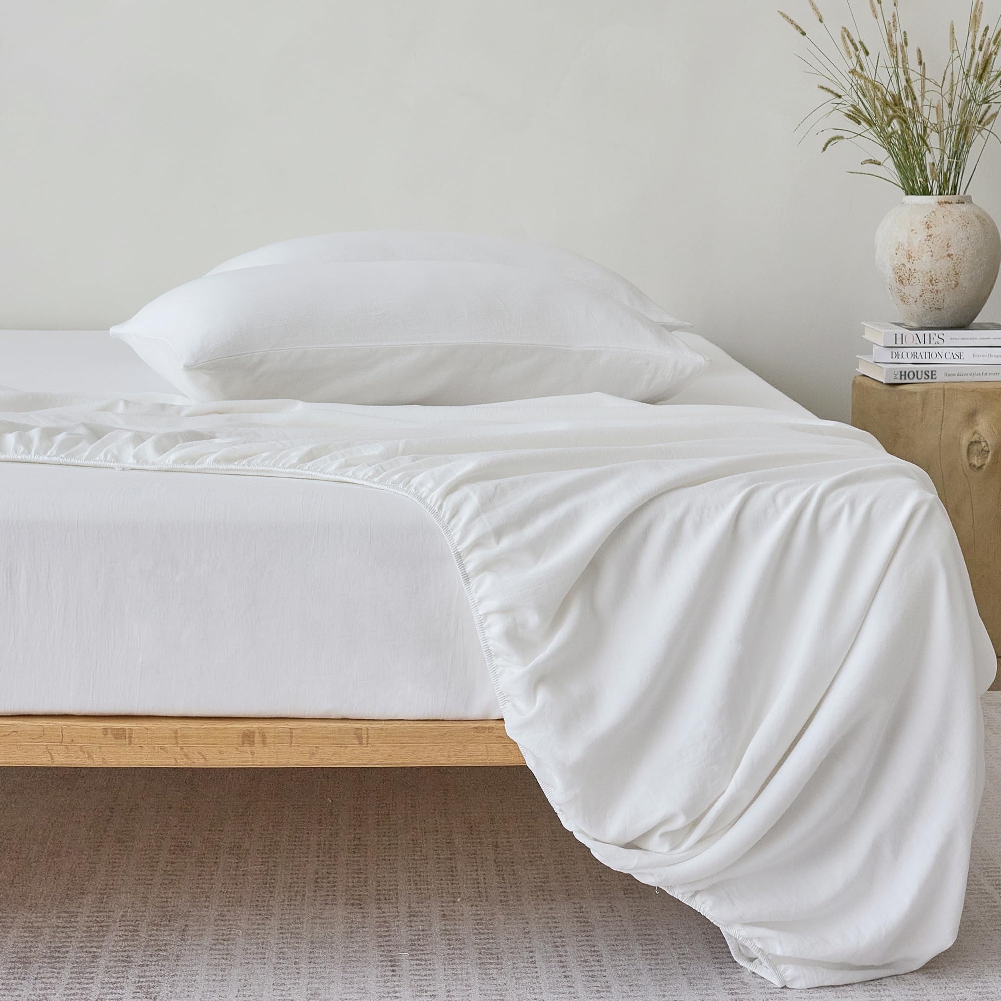 FizoHome Solid 100% Cotton Fitted Sheet