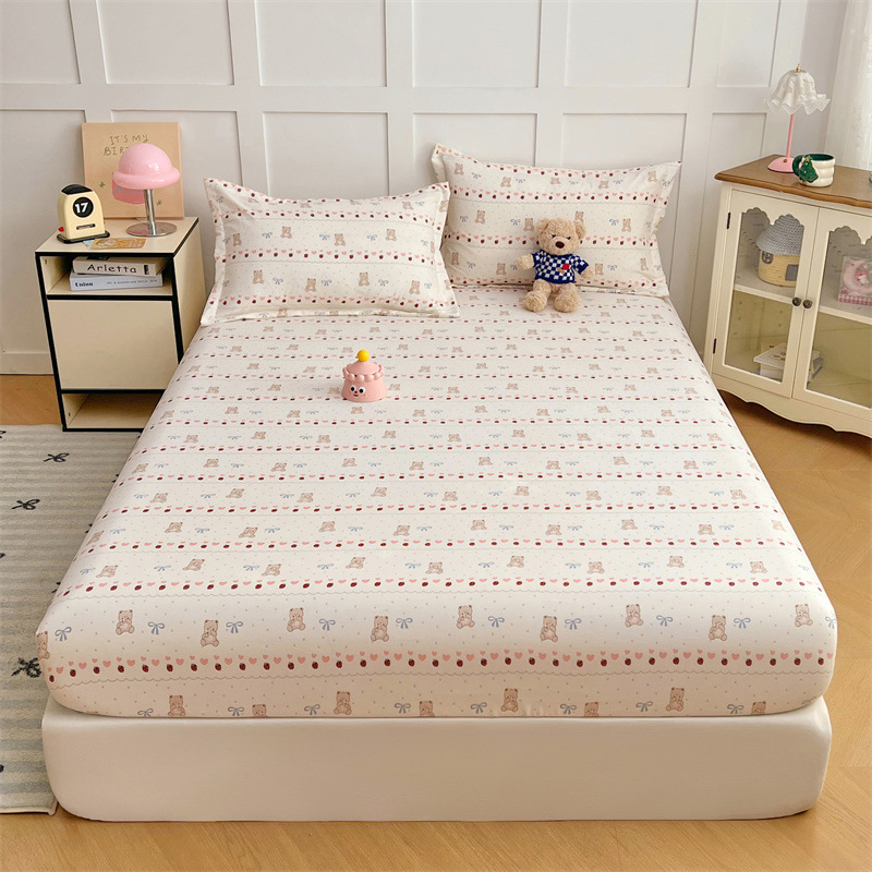 FizoHome Printed Cotton Like Microfiber Fitted Sheet Woven Polyester Fitted Bottom Sheet