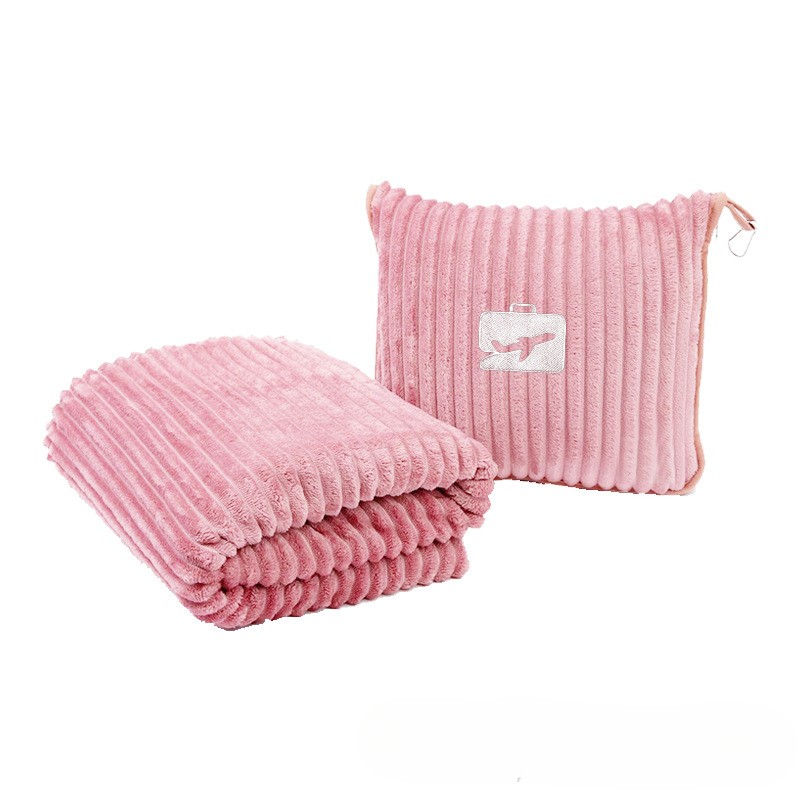 Travel Blanket and Pillow Compact, Premium Soft 2 in 1 Airplane Blanket with Soft Bag Pillowcase，Hand Luggage Sleeve and Backpack Clip