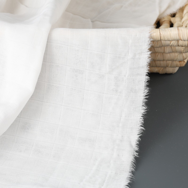 Two Layers Square Jacquard Bamboo Cotton Muslin Fabric