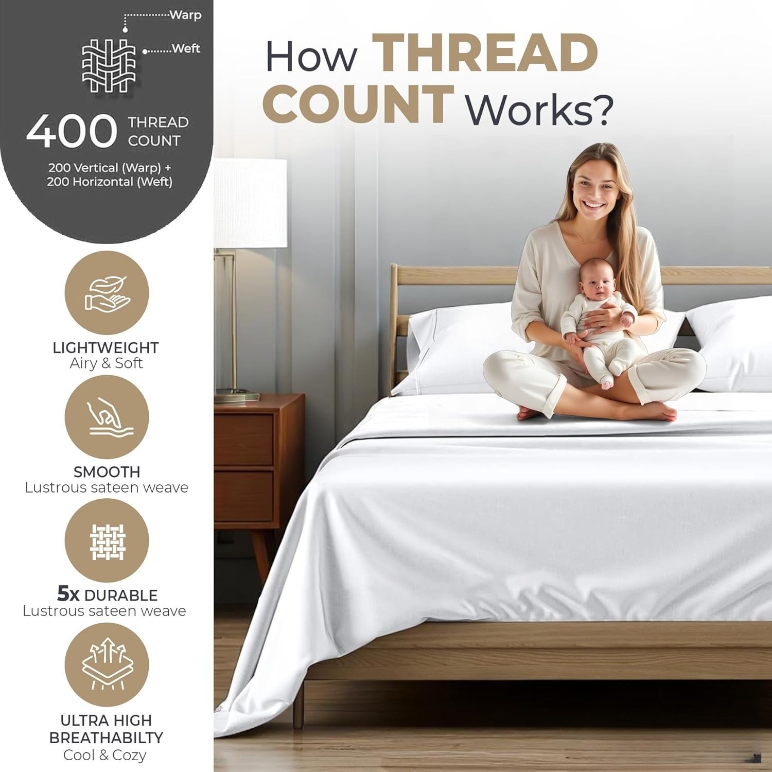 FizoHome 100% tencel eucalyptus 4 pieces Deep Pocket Soft Bed Sheet Set