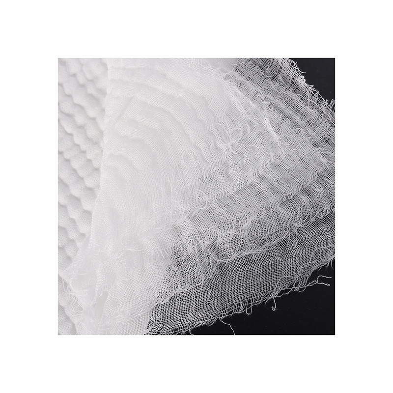 White Six Layers Cotton Wrinkle Gauze Fabric 