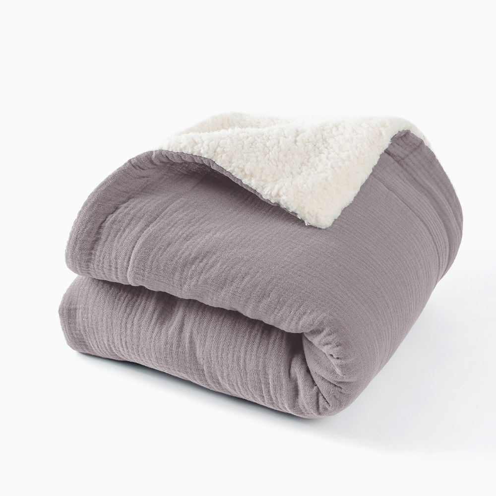 Premium CPC Certified Organic Cotton Crinkle Sherpa Winter Baby Blanket