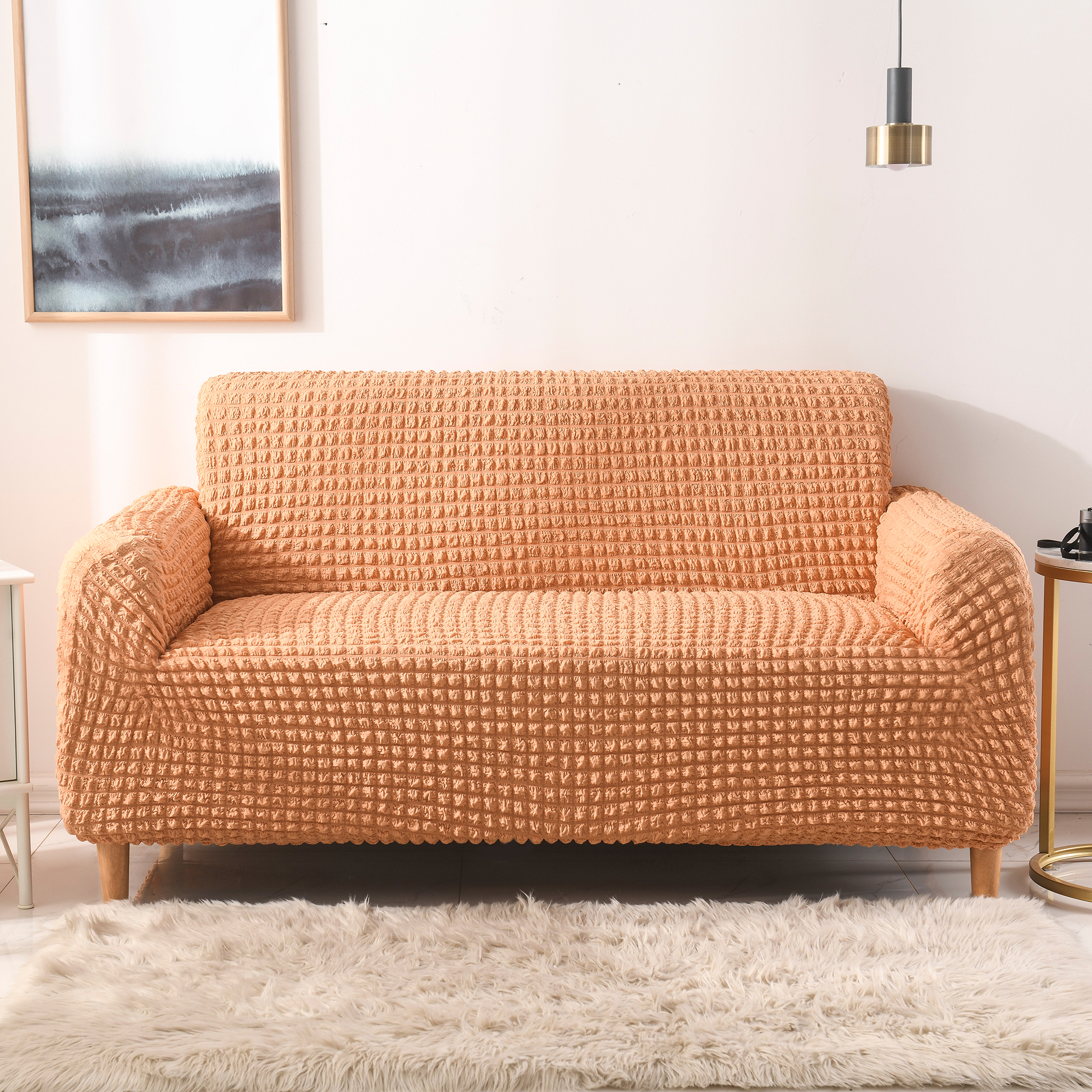 Seersucker Crinkled Knitted Bubble Spandex Universal Stretch Sofa Cover